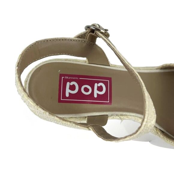 Natural Womens Chunky Platform Heels Sandals white open Toe Ankle Strap SZ 8.5 - Picture 11 of 16